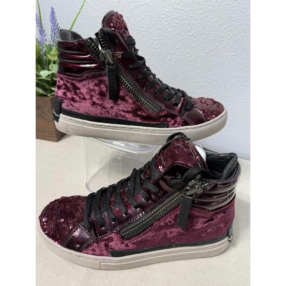 Other - sneaker bimba CRIME Bordo velvet paillettes shoe Size 6